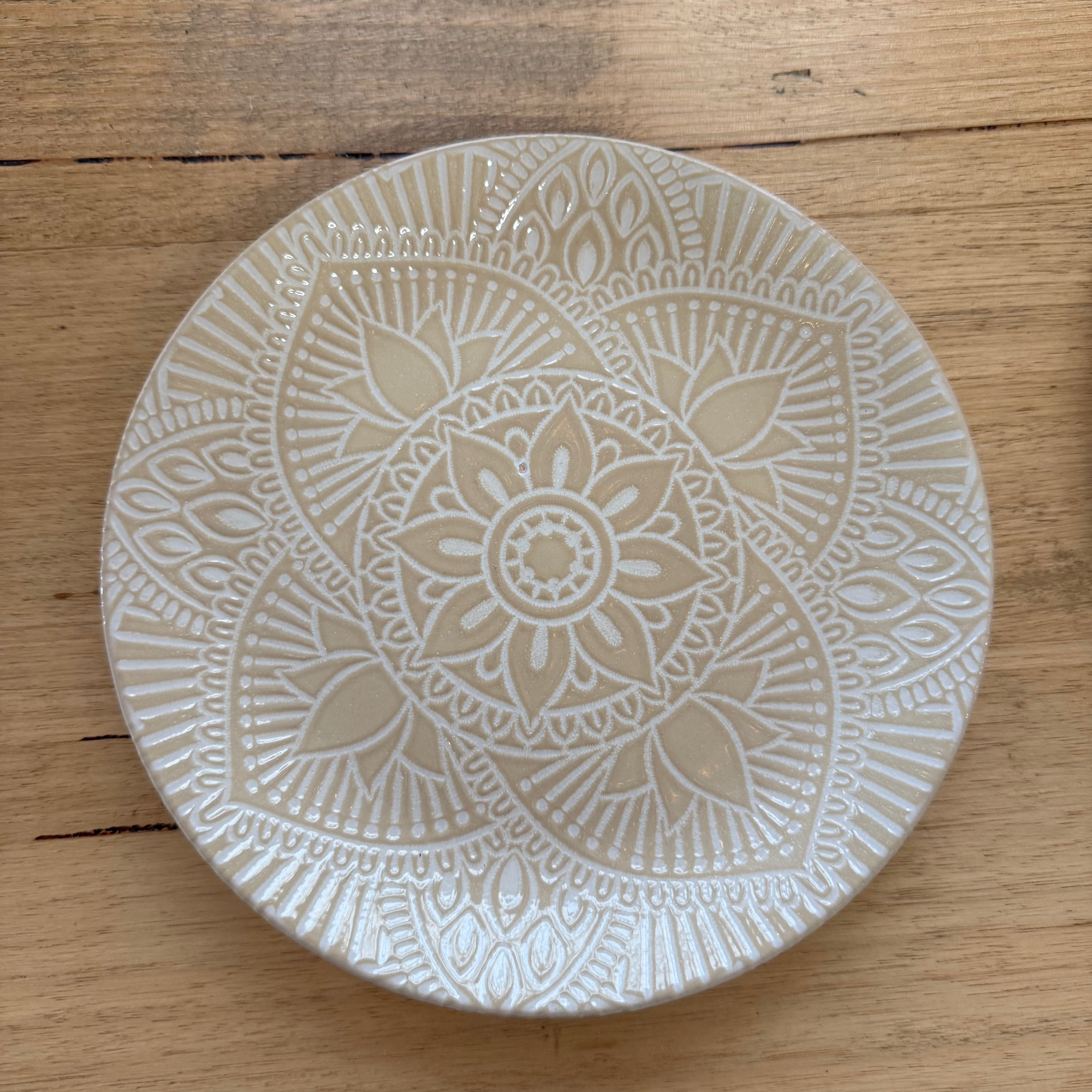 Beige Patterned Side Plate