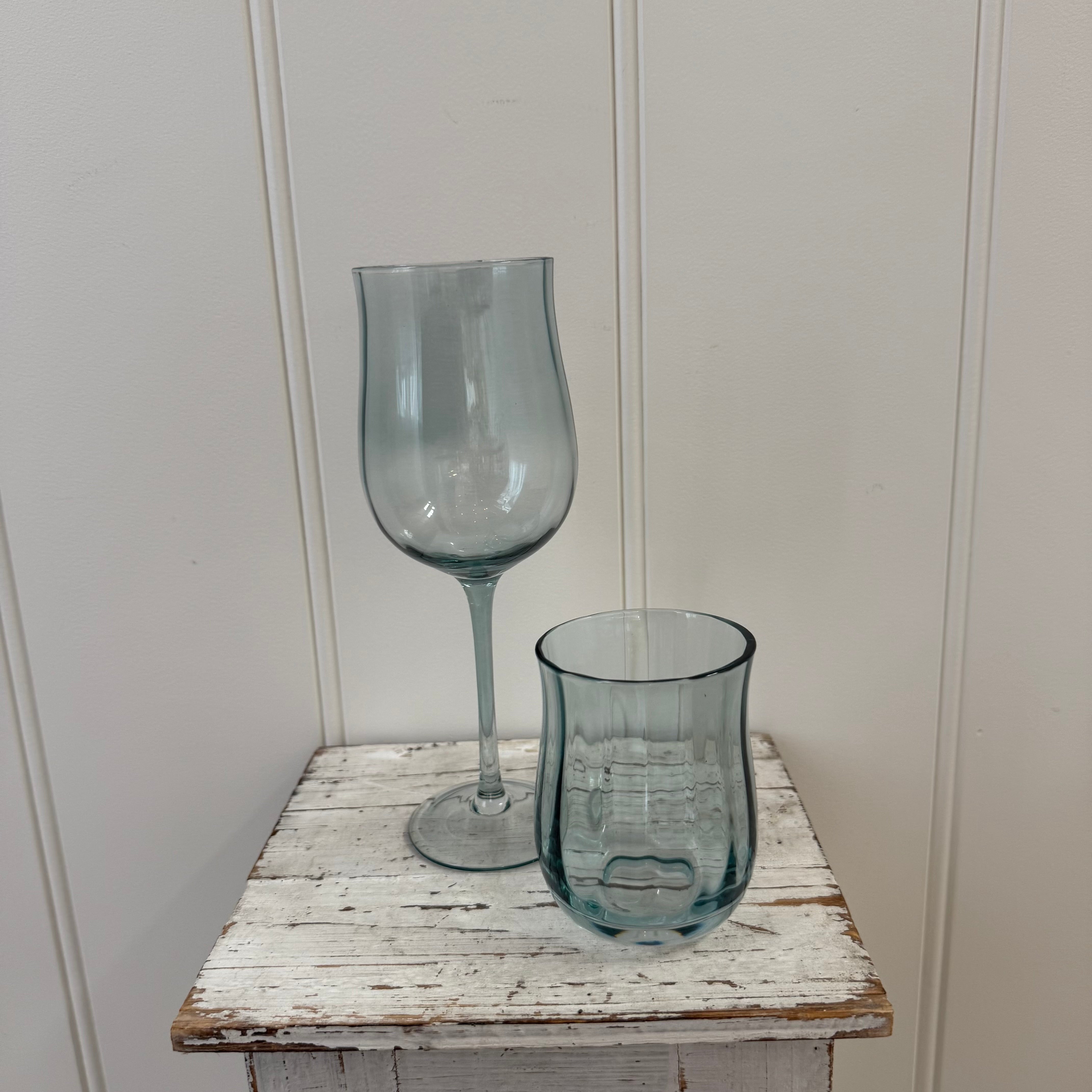 Green Tulip Water Glass